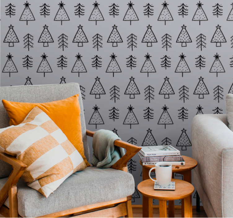 Weihnachtstapete dekor mit kiefernmuster - TenStickers
