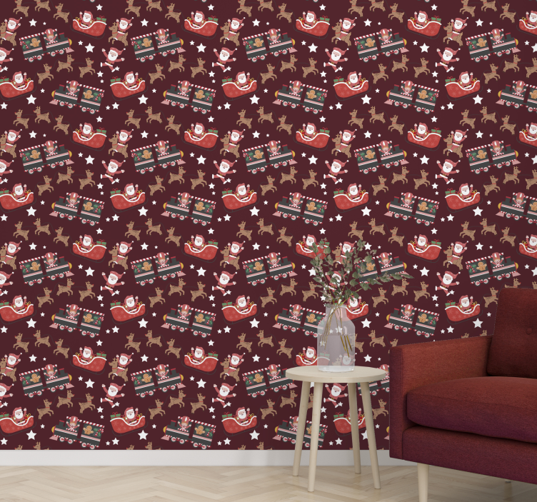 Weihnachtstapete festlicher weihnachtsmannschlitten - TenStickers