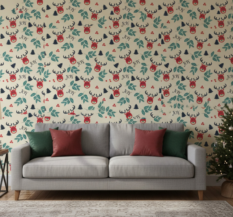 Weihnachtstapete freude und rentiere - TenStickers