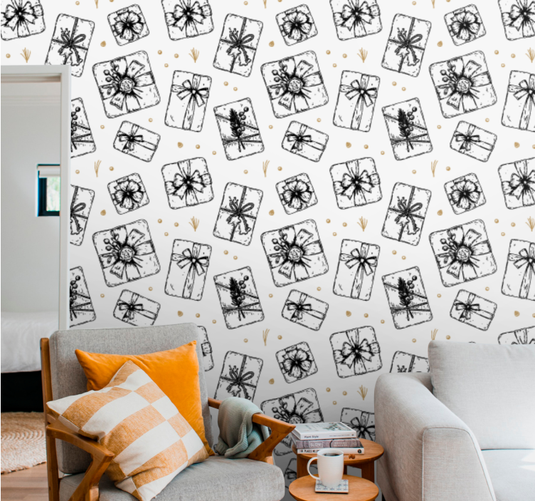 Weihnachtstapete geschenk-bogen-muster - TenStickers