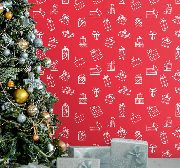 Weihnachtstapete geschenk muster motiv - TenStickers