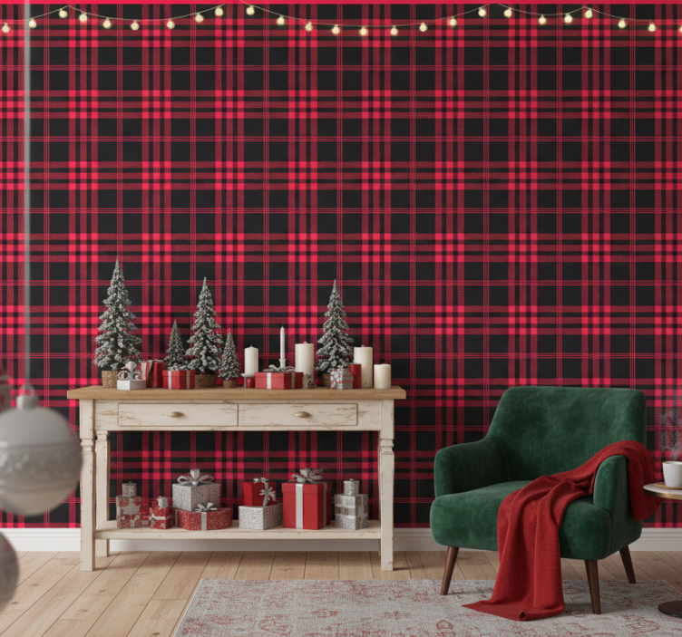 Weihnachtstapete im weihnachtskaromuster - TenStickers