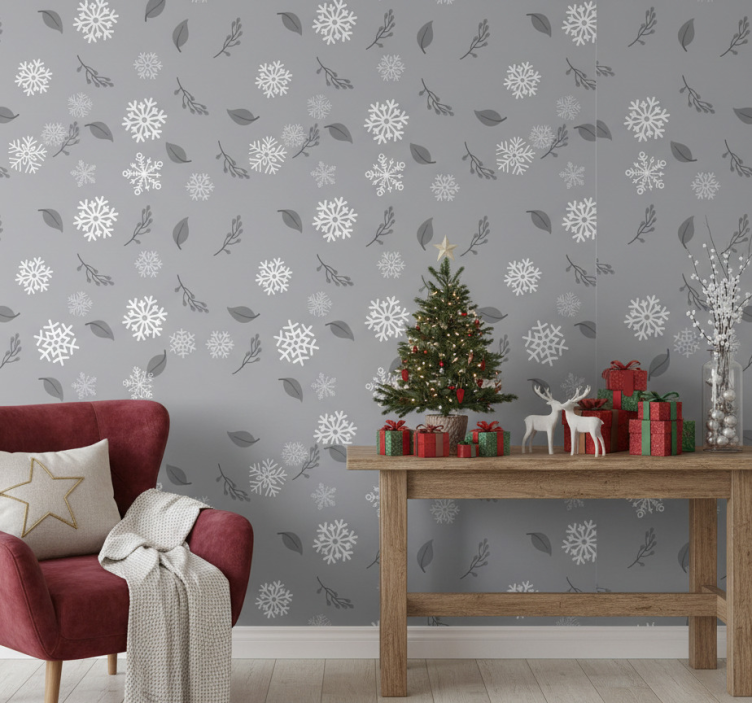 Weihnachtstapete mit saisonalem schneemotiv - TenStickers