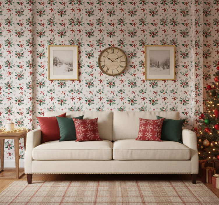 Weihnachtstapete mit schönem weihnachtsmuster - TenStickers