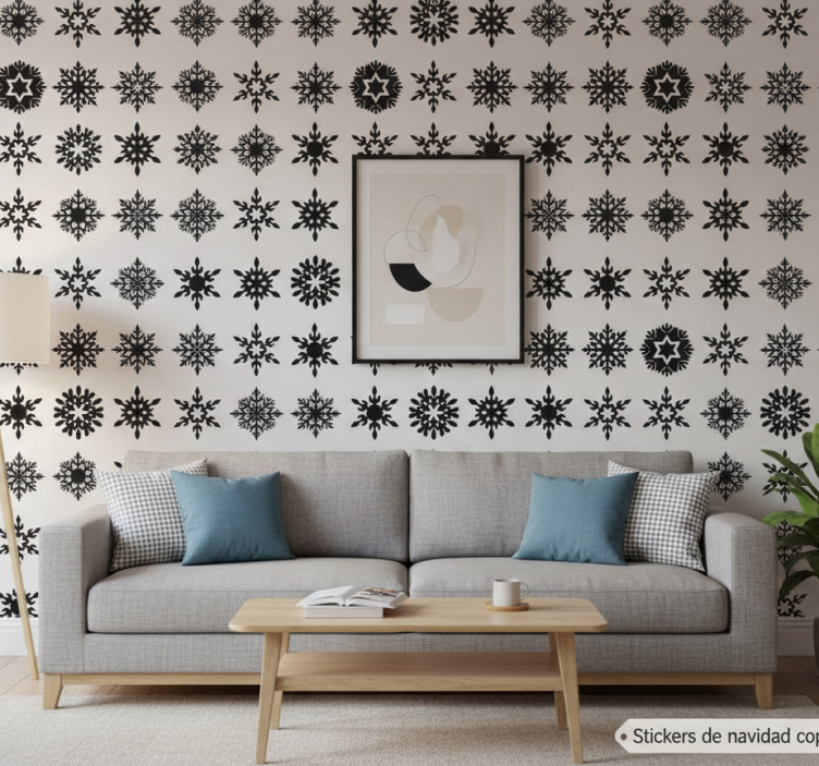 Weihnachtstapete mit schwarzen schneeflocken - TenStickers