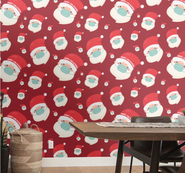 Weihnachtstapete mit weihnachtsmann-muster - TenStickers