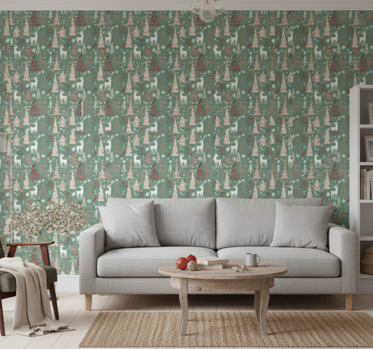 Weihnachtstapete mit weihnachtswald-muster - TenStickers