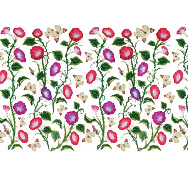 Blumentapete mit pinken und lila trompetenblüten - TenStickers
