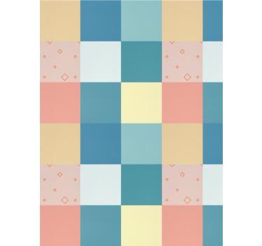Tapete esszimmer buntes retro patchwork-muster - TenStickers