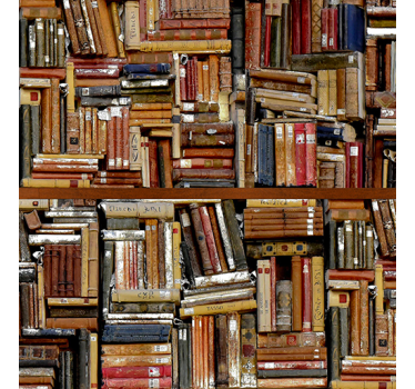 Retro tapete mit gestapelten büchern - TenStickers