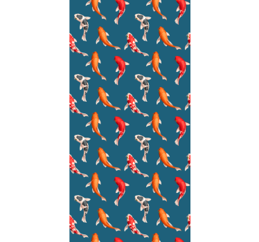 Tapete kinderzimmer koi-fisch-muster auf blauem hintergrund - TenStickers