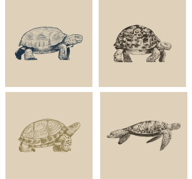 Retro tapete schildkröten auf beigem hintergrund - TenStickers