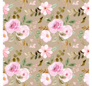 Blumentapete mit vintage beigen rosenmuster - TenStickers