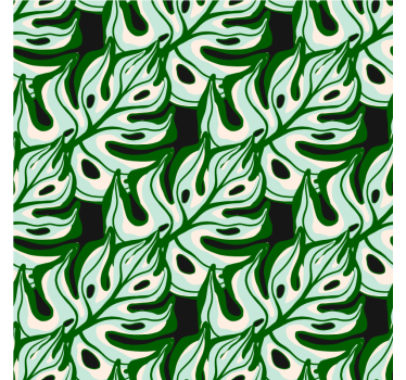 Blumentapete mit spritzigem schwarz-grünem flora-muster - TenStickers