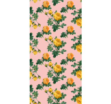 Tapete esszimmer mit gelbem rosenmuster - TenStickers