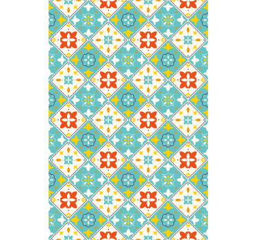 Tapete badezimmer in blau und beige fliesen - TenStickers