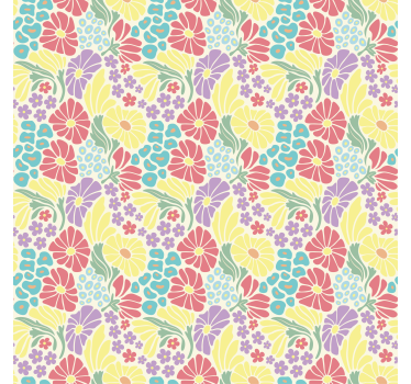 Blumentapete mit pastellfarbenen blumen - TenStickers