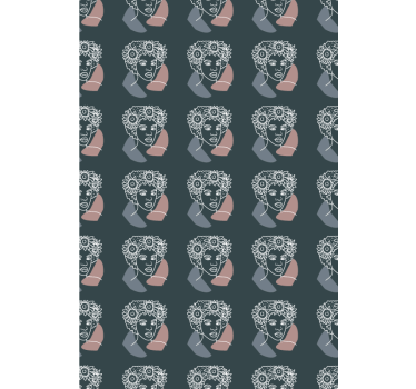 Blumentapete minimalistische sonnenblume mit frau - TenStickers