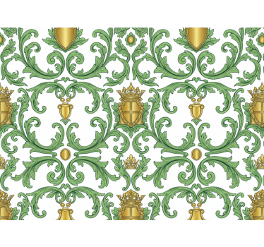 Tapete barock ornamentales grün und gold - TenStickers