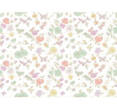 Blumentapete sanfter farbenschmetterling (b0bqrvp158) - TenStickers