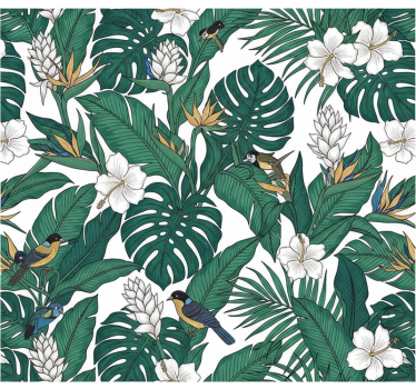 Blumentapete jungle petrolgrün design - TenStickers