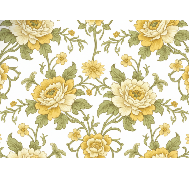 Tapete klassisch im vintage-design mit gelben blumen - TenStickers