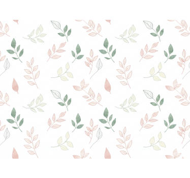 Blumentapete mit sanften blättern in pastellfarben - TenStickers