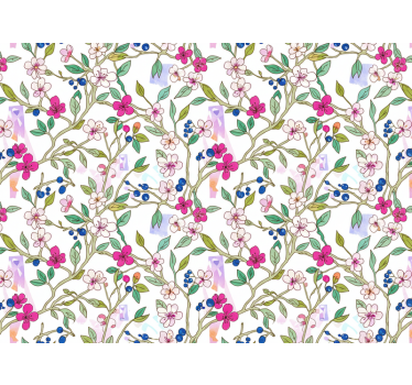 Blumentapete bunte blühende zweige (b0dt1p183s) - TenStickers