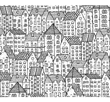 Tapete stadt monochromes urbanes skizzenmotiv - TenStickers