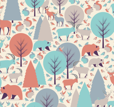 Tiere und Bäume Kinderzimmer Tapete - TenStickers