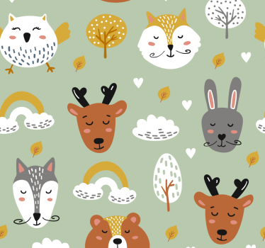 Tiere im nordischen Stil Kinderzimmer Tapete - TenStickers