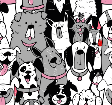 Gezeichnete Hunde Umrisse Kinderzimmer Tapete - TenStickers