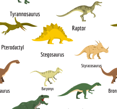 Kinderzimmer Tapete Realistische dinosaurier mit Namen - TenStickers