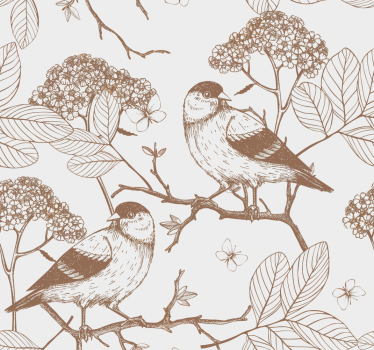 Tapete Jugendzimmer Natur braune Vögel - TenStickers