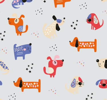Tier Wandtapete Illustrierte hunde - TenStickers