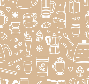 Kaffeetassen Muster Tapete Küche - TenStickers