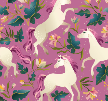 Schlafzimmer Tapete Rosa und florales pferdedesign - TenStickers