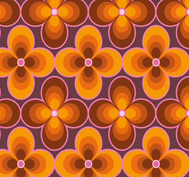 Jahrgang Tapete grooviges retro-blumenmuster - TenStickers