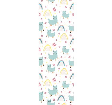 Tapete Babyzimmer Alpaka Regenbogenmuster - TenStickers