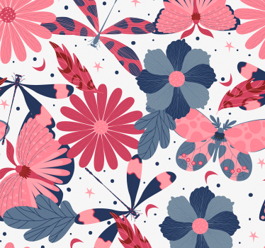Tapete Jugendzimmer Floral Schmetterlingsmuster - TenStickers