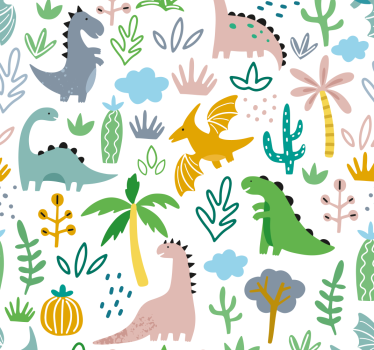 Dino Tapete schwedisches Jurassischen Muster - TenStickers