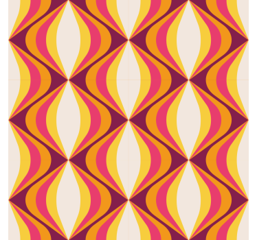 Tapete Wohnzimmer retro orange Welle - TenStickers