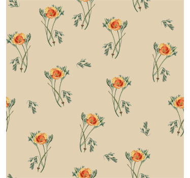 Orange Blumen Tapete für Wohnzimmer - TenStickers