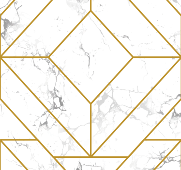 Wohnzimmer Tapete Gold und Weiß Geometrisch - TenStickers