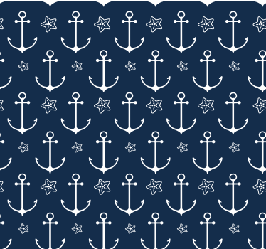 Tapete dunkelblau ankermuster - TenStickers