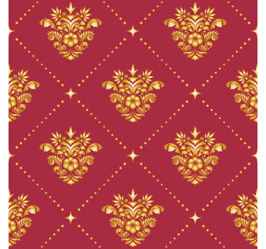 Tapete Wohnzimmer Barock goldenes Damastmuster - TenStickers
