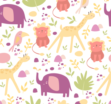 Tapete Baby pastell fröhliche Tiere - TenStickers