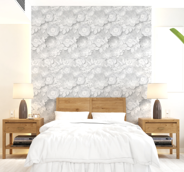 Schlafzimmer Tapete 3D weißes Blumenmuster - TenStickers