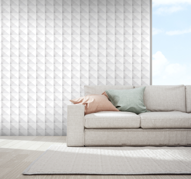 3D Tapete Wohnzimmer weiße Quadrate - TenStickers