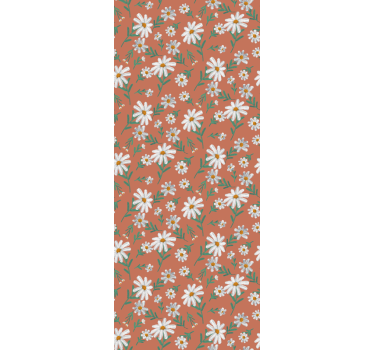 Blumentapete Gänseblümchen auf einem roten Hintergrund - TenStickers